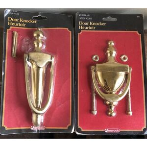 2 Vintage NOS Amerock Solid Brass Door Knocker Original Packaging